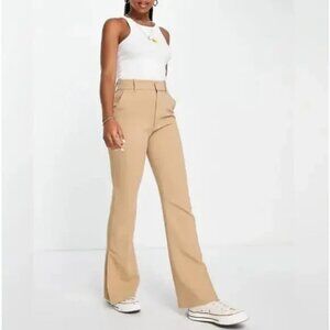 Abercrombie & Fitch High Rise Tailored Split Hem Flared Tan Pants -NWT